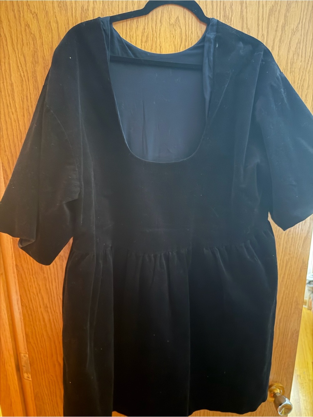 Everlane Black Mini Puff Dress - Velvet - Picture 3 of 4